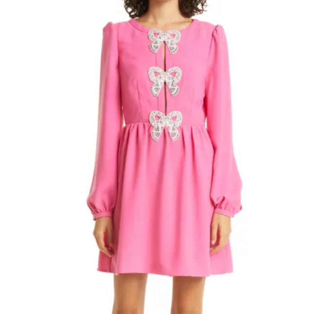 Saloni Camille Bow Dress Pink SOLD OUT